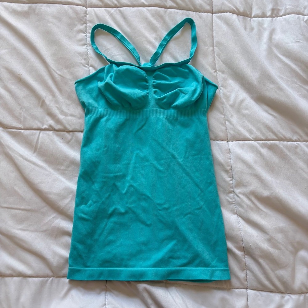 Barely There Tank Top Womens 2XL Blue Seamless Cami Shelf Bra